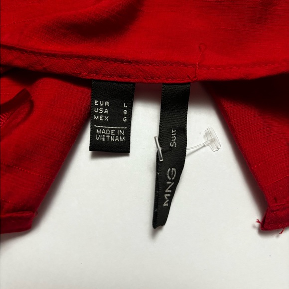 MNG Suit Women Red & Beige Dress Large Size 8 side zipper closure lined Mango - Picture 7 of 11